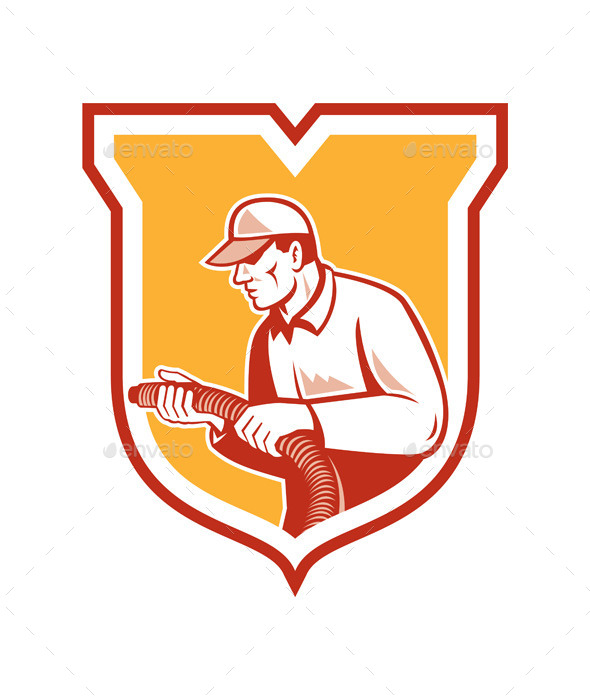 Home Insulation Technician Retro Shield - People Characters