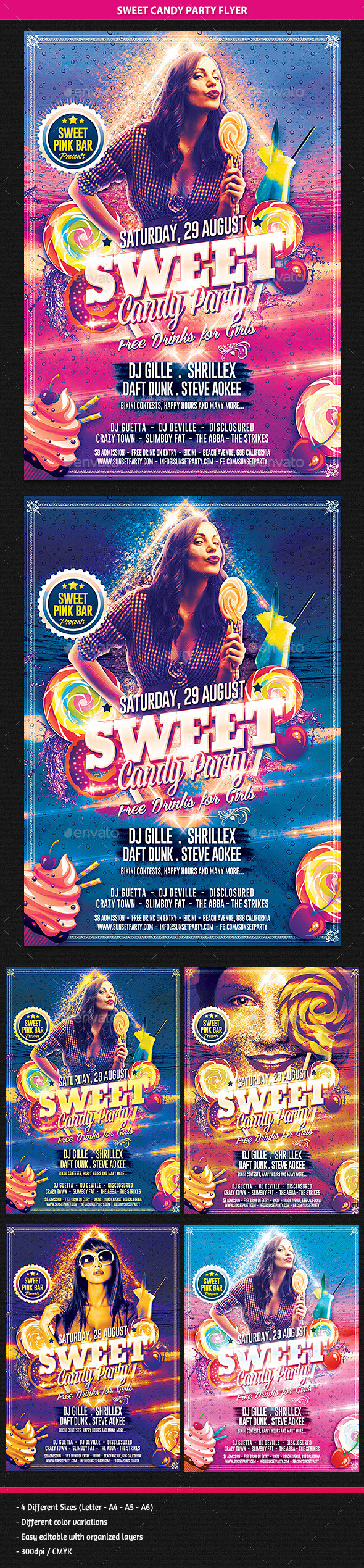 Sweet Candy Party Flyer - Clubs & Parties Events