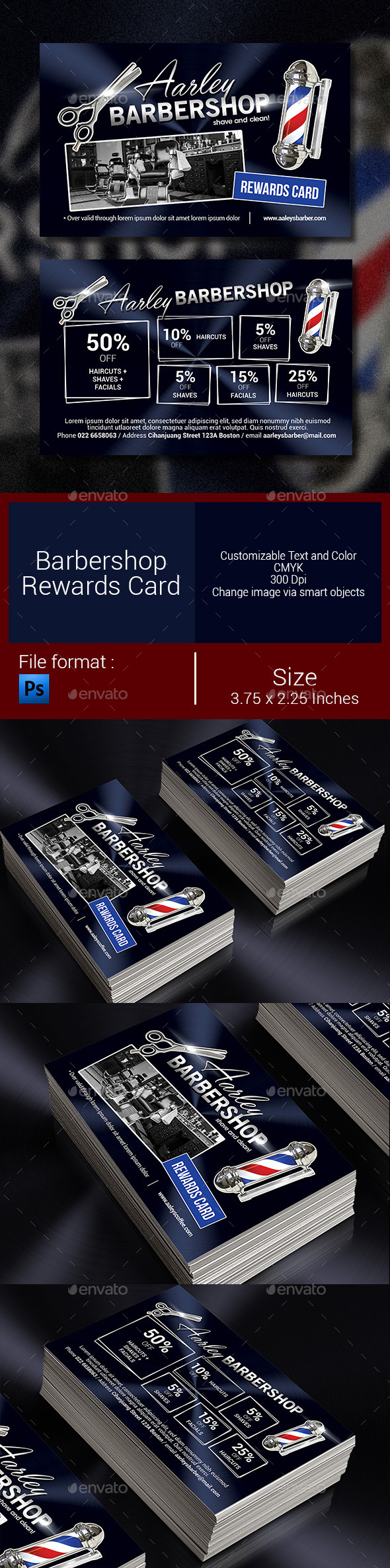 Barbershop Rewards Card - Loyalty Cards Cards & Invites