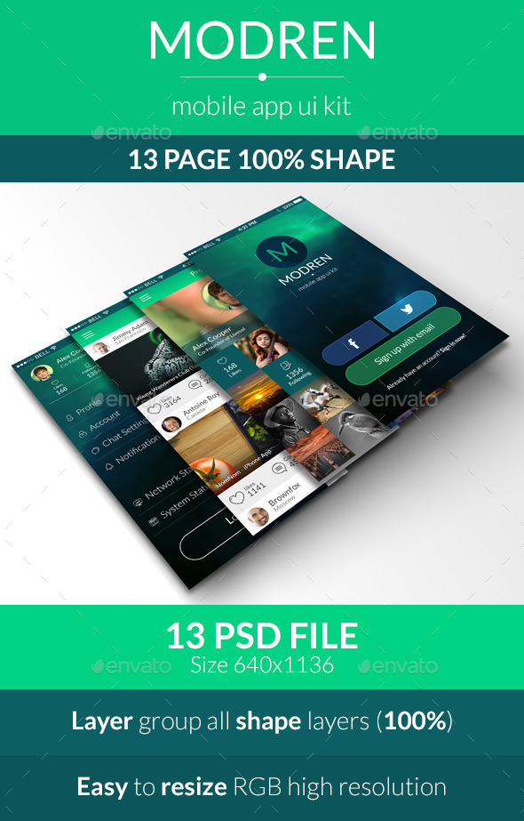 Modren Mobile App UI Kit - User Interfaces Web Elements
