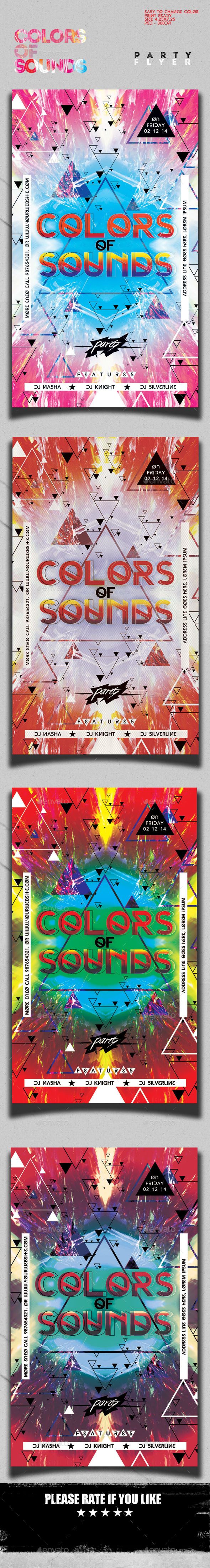 Colors of Sounds Flyer Template - Clubs & Parties Events