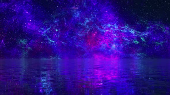 4k Blue Nebula In Water Reflection, Motion Graphics | VideoHive