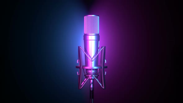 Professional Microphone against Cyan and Magenta Background alt