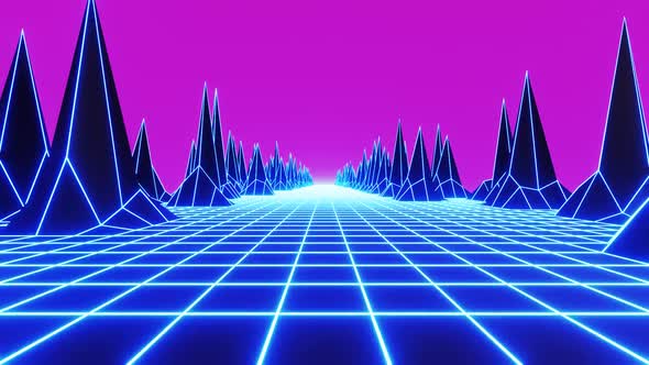 Retro neon wave 80s or 90s futuristic VJ Loop animation