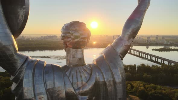 Monument Motherland in the Morning. Kyiv, Ukraine. Aerial View alt