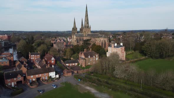 Lichfield Cathedral Aerial East Side of City