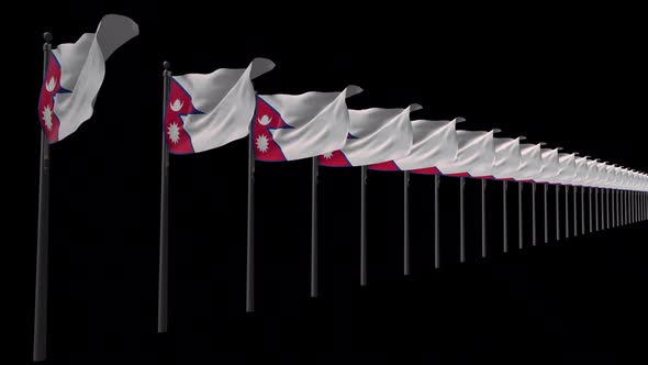 Row Of Nepal Flags With Alpha 2K alt