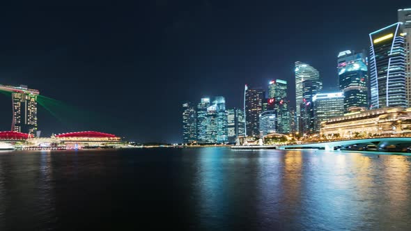 Singapore | Pan of the Skyline at Night