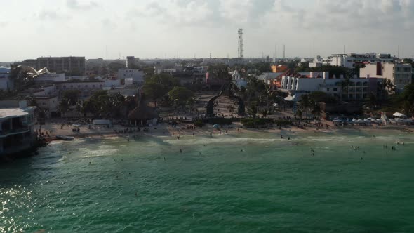 Aerial Cityscape of Playa Del Carmen on the Riviera Maya with the Portal Maya in Focus alt