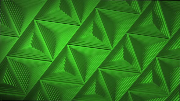 green minimalism mosaic surface with moving black triangles