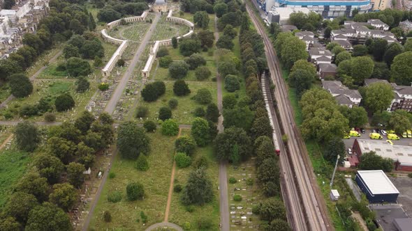 Drone Still View of Part of Brompton Cemetery