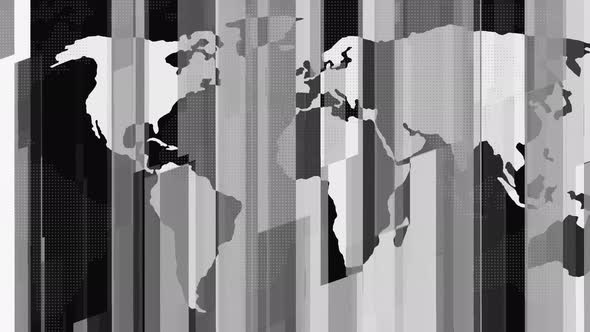 Black White Color World Map Technology Animated Background