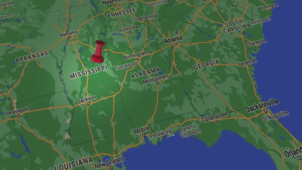 Mississippi state on map 4K alt