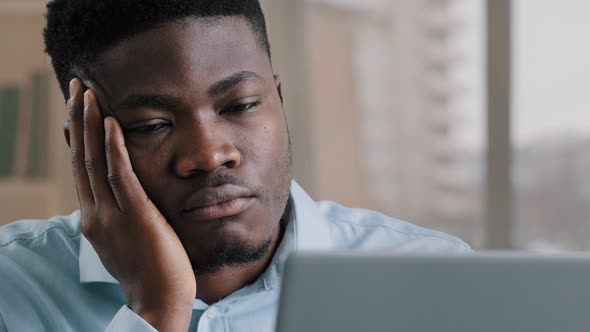 Exhausted Unhappy African American Man Feel Boredom Feel Passive Emotion Sad Lazy Guy Tired From alt