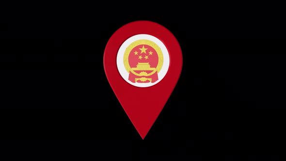 3D Rotating Pin Icon Animation With China Coat Of Arms  Alpha Channel 4K alt