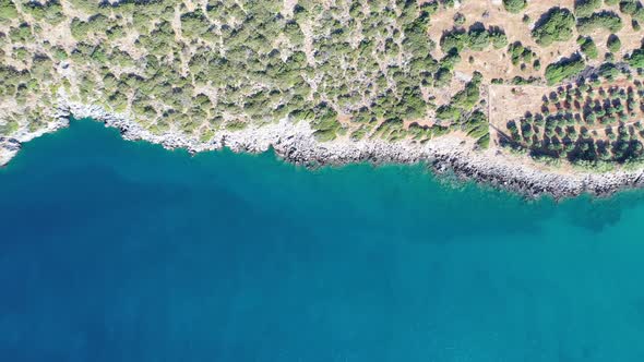 Aerial View of the Sea and Coastline with the Mountains in the Background, Istro, Crete, Greece.