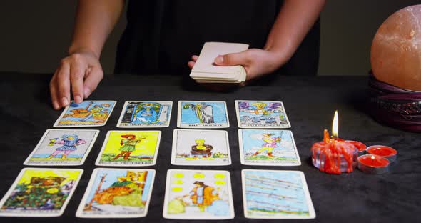 Fortune Teller Reading The Future With Tarot Cards 12b