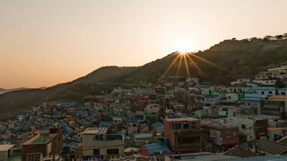 The Busan Gamcheon Culture Village at Sunset