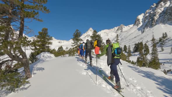 Ski Touring in Alps Mountains Nature in Beautiful Sunny Day with Blue Sky alt