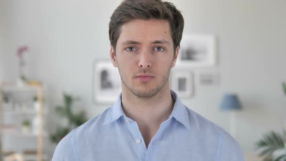 No Handsome Young Man Rejecting Offer By Shaking Head, Stock Footage