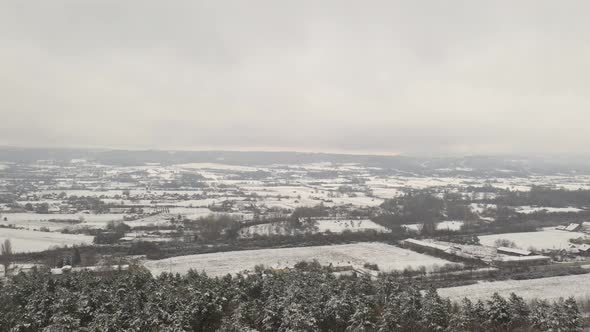 Landscape  in Eastern Serbia after first snow 4K drone footage alt