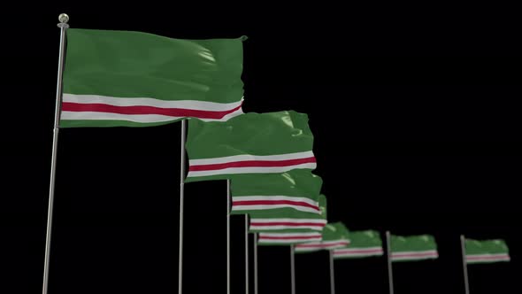 Chechen Republic of Ichkeria Row Of Flags Animation Include Alpha Channel alt