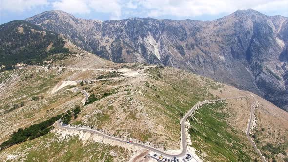 Road around mountain in Albania alt