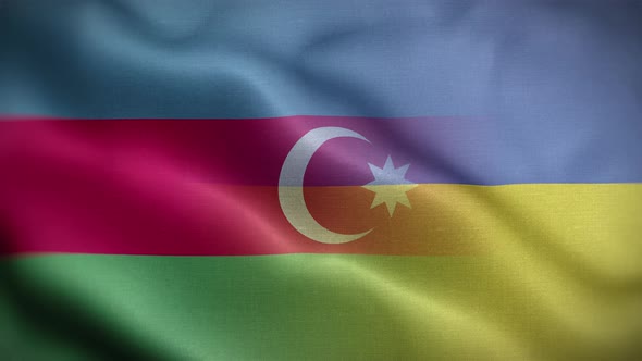 Ukraine Azerbaijan Flag Loop Background 4K