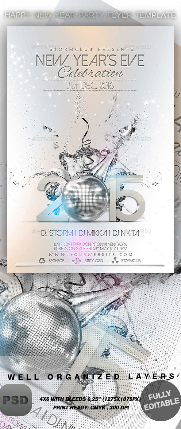 Happy New Year Party Flyer Template - Events Flyers
