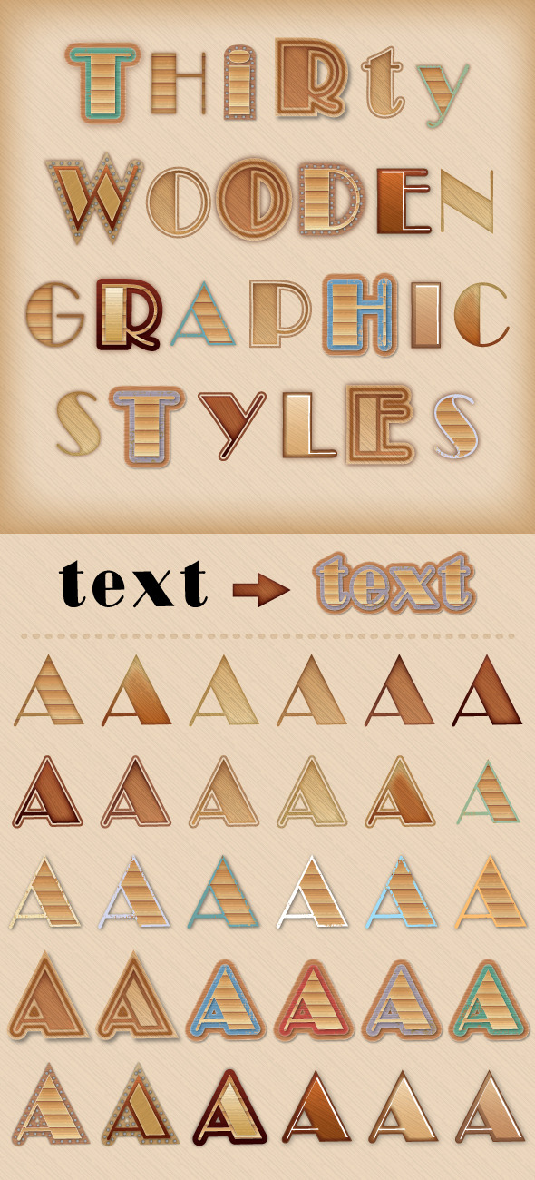 Wooden Graphic Styles - Styles Illustrator