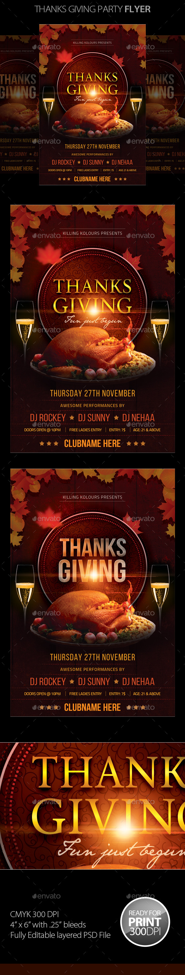 Thanksgiving Party Flyer - Clubs & Parties Events