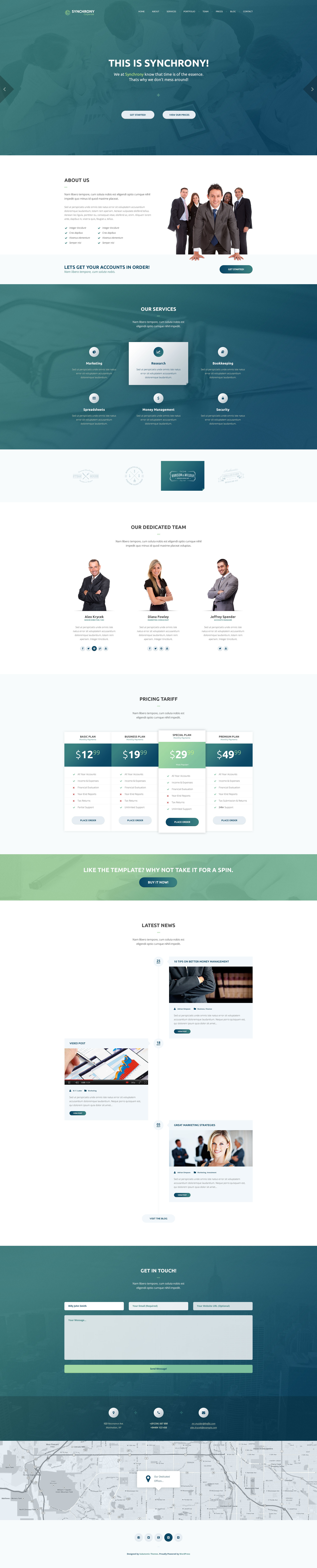 single page menu template