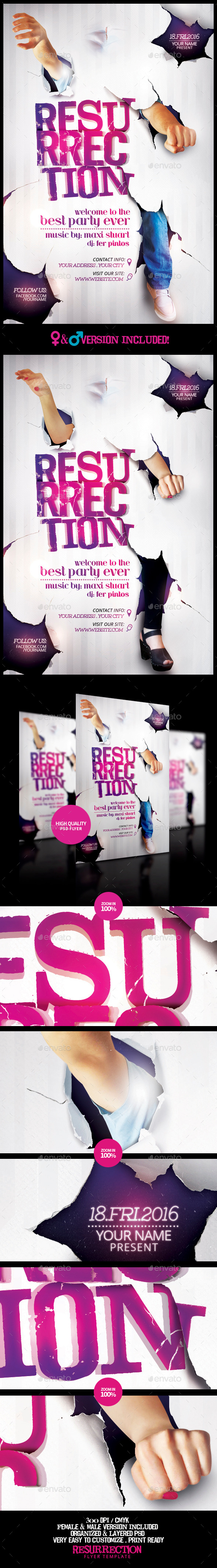 Resurrection Flyer Template - Clubs & Parties Events