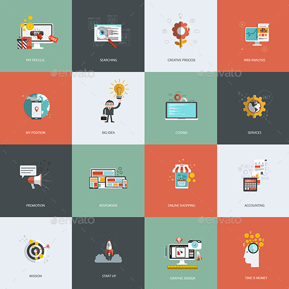 Set of Flat Design Concept Icon - Business Icons
