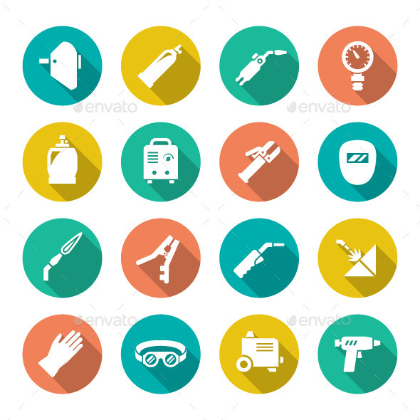 Set Flat Icons of Welding - Man-made objects Objects