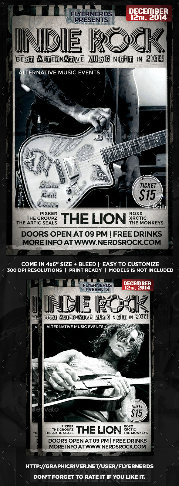 Indie Rock Night Flyer - Concerts Events