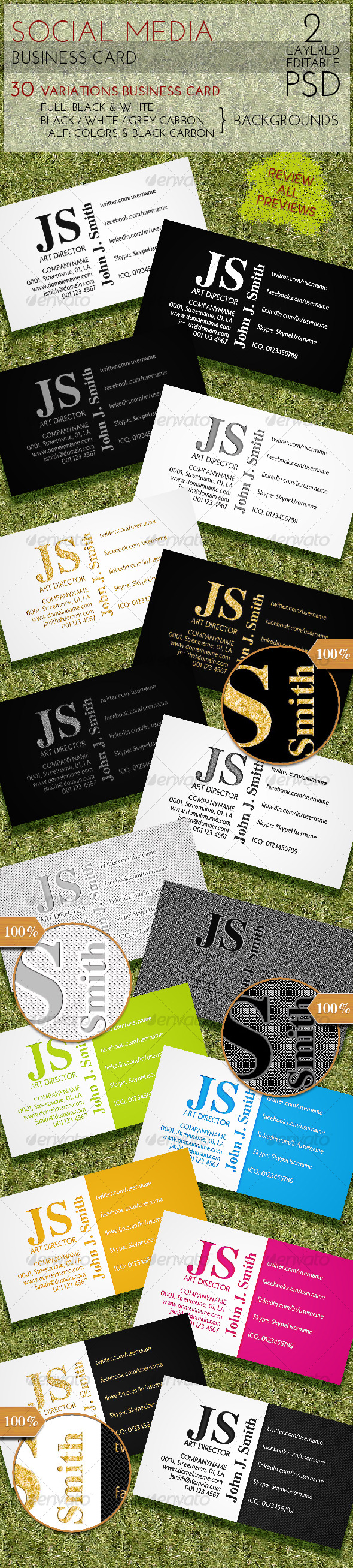 Social Media Business Card - Corporate Business Cards