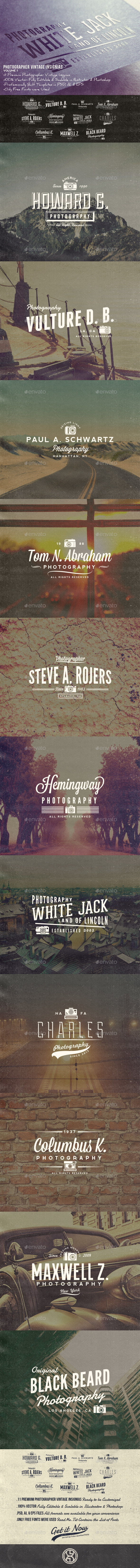 Photographer Vintage Insignias Volume 1 - Badges & Stickers Web Elements