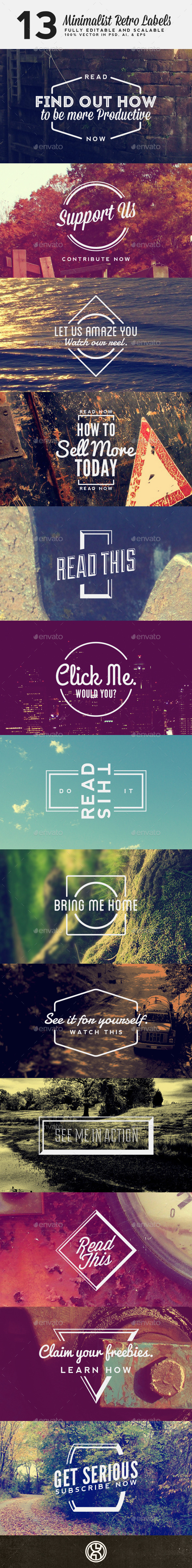 13 Minimalist Retro Labels - Badges & Stickers Web Elements
