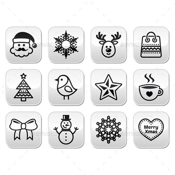Christmas, Winter Buttons Set - Christmas Seasons/Holidays