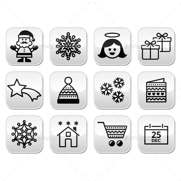 Christmas, Xmas Celebrate Buttons Set - Christmas Seasons/Holidays