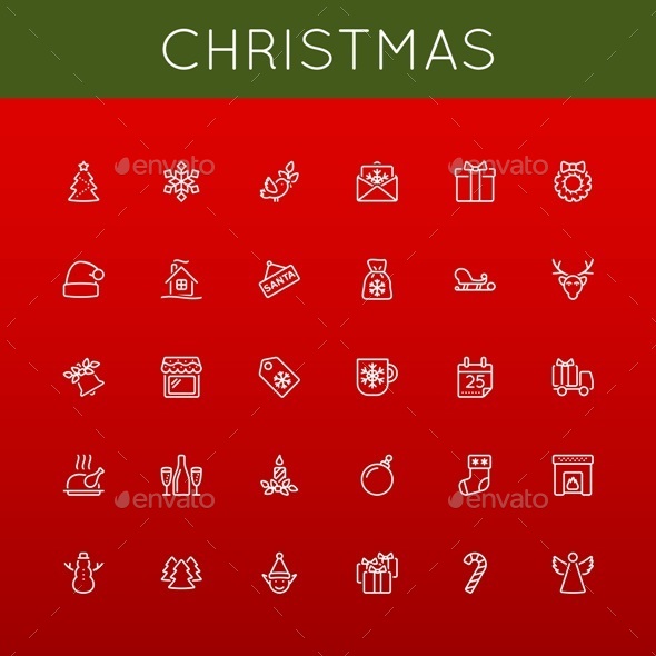 Christmas Line Icons - Christmas Seasons/Holidays