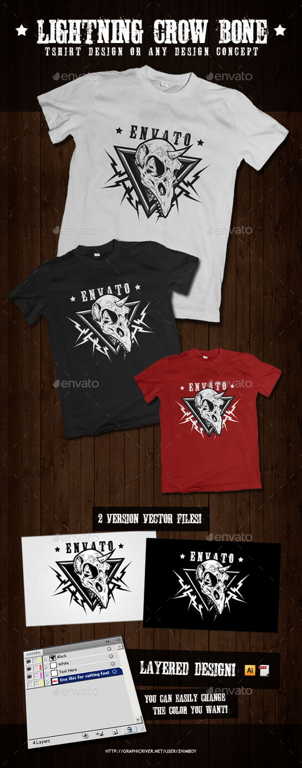 Lightning Crow Bone - T-Shirts