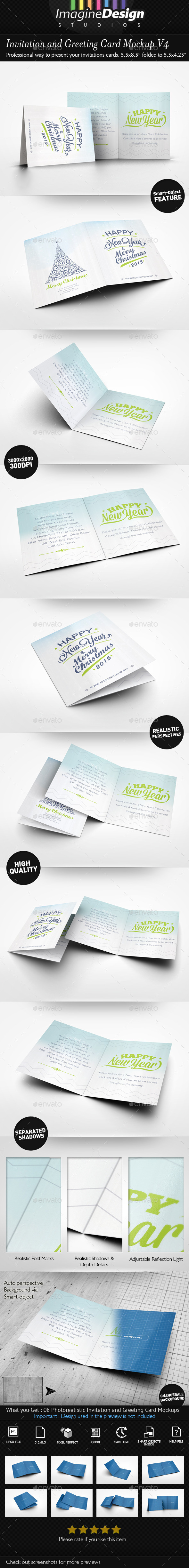 Invitation and Greeting Card Mockup V4