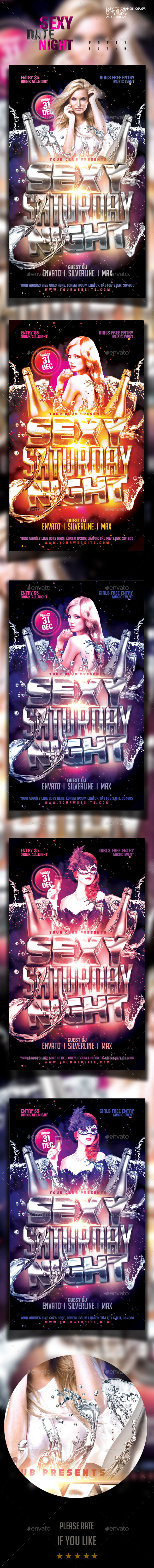Sexy Saturday Night Party Flyer Template - Clubs & Parties Events