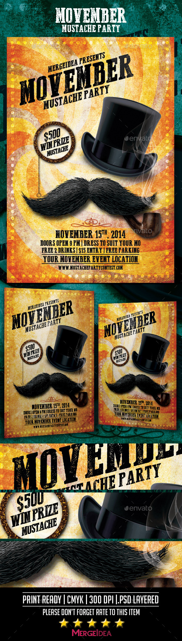 Movember Mustache Party Flyer - Events Flyers