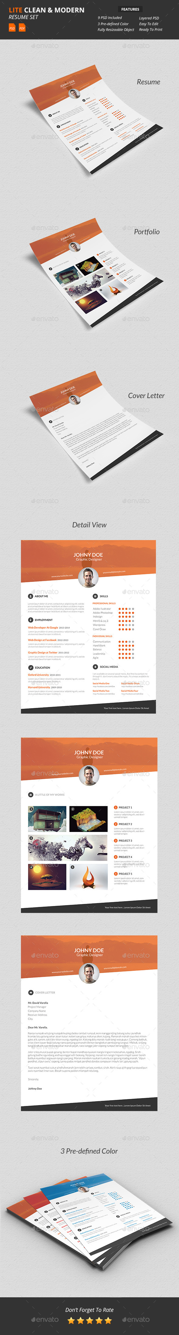 Lite - Clean & Modern Resume Template - Resumes Stationery