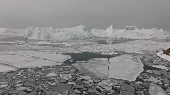 Drone Over Sea And Ice Of Ilulissat Icefjord alt