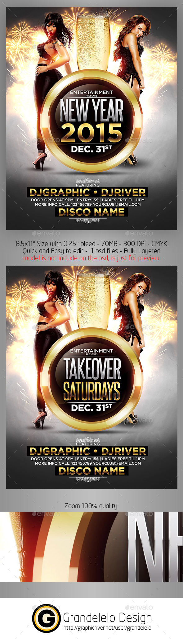 Take Over Saturdays or NYE Flyer Template - Clubs & Parties Events