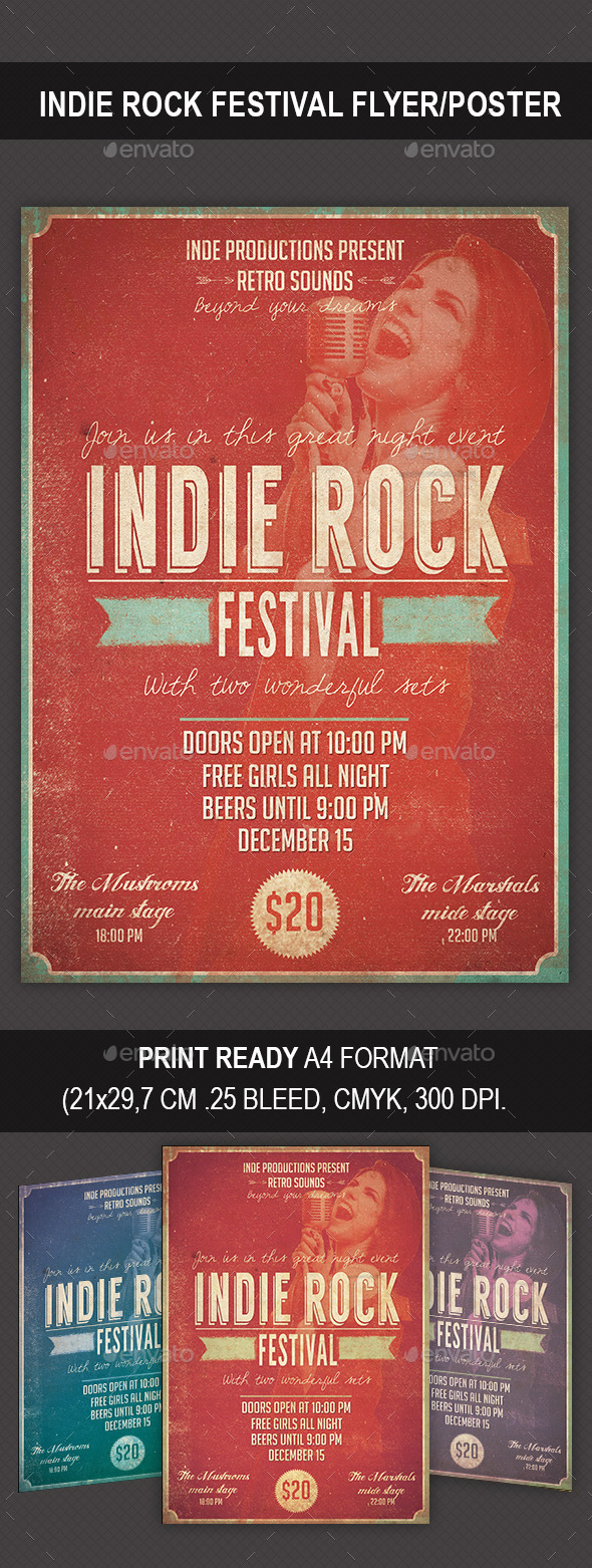 Indie Rock Festival Flyer/Poster - Flyers Print Templates